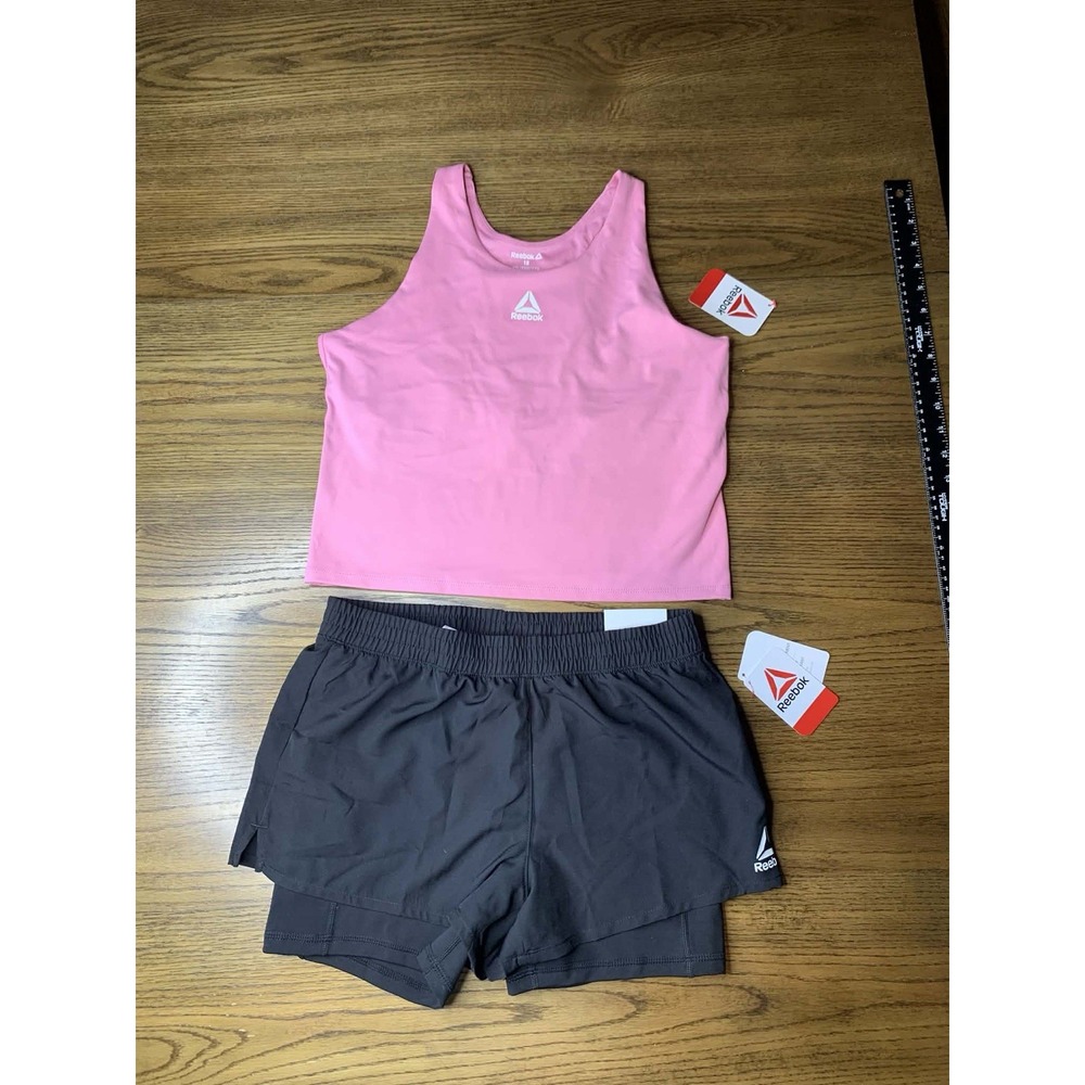Reebok Girls Training Active Tank Top and Layered Shorts 2-Piece Set NWT